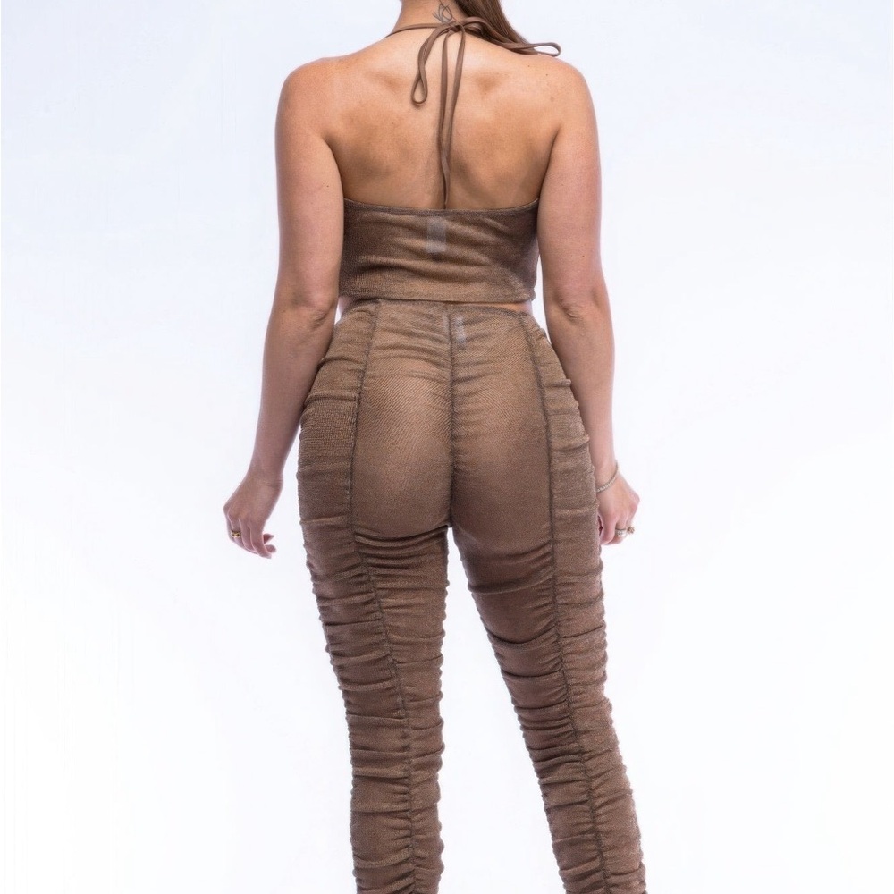 Halter Top Ruched Pants Set - Picture 4 of 4